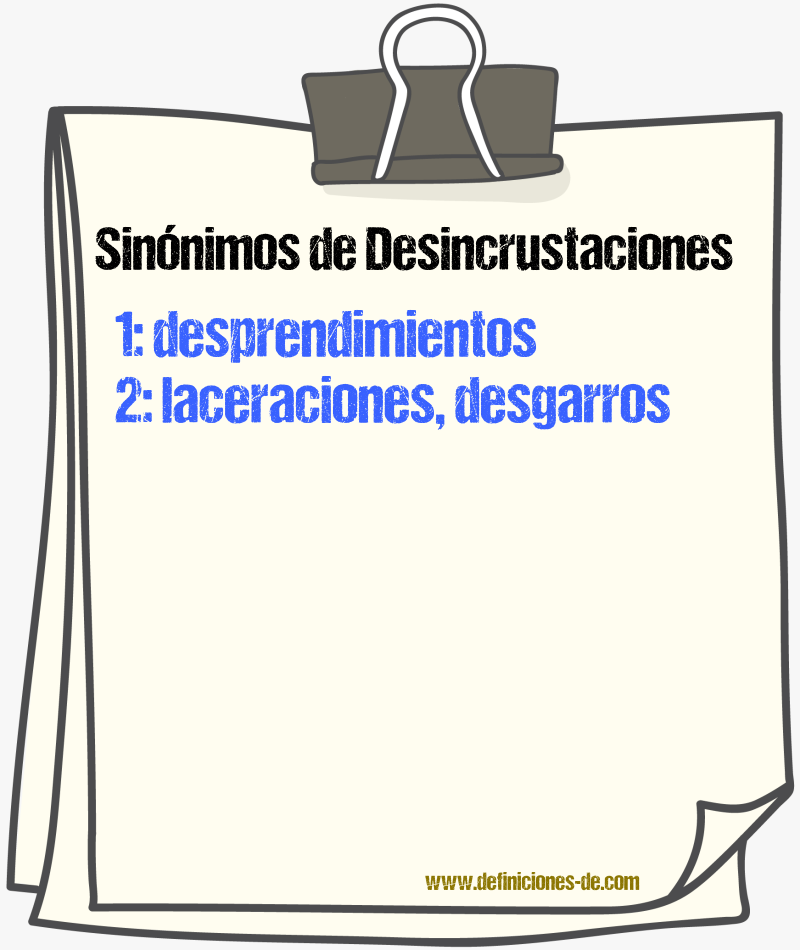 Sinónimos de desincrustaciones