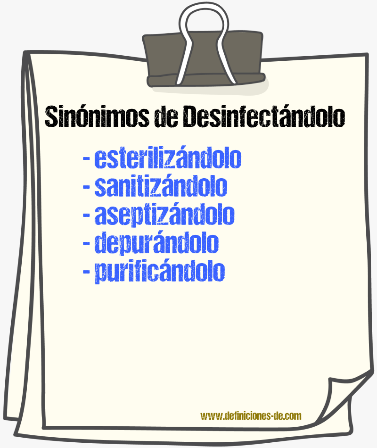 Sinónimos de desinfectándolo