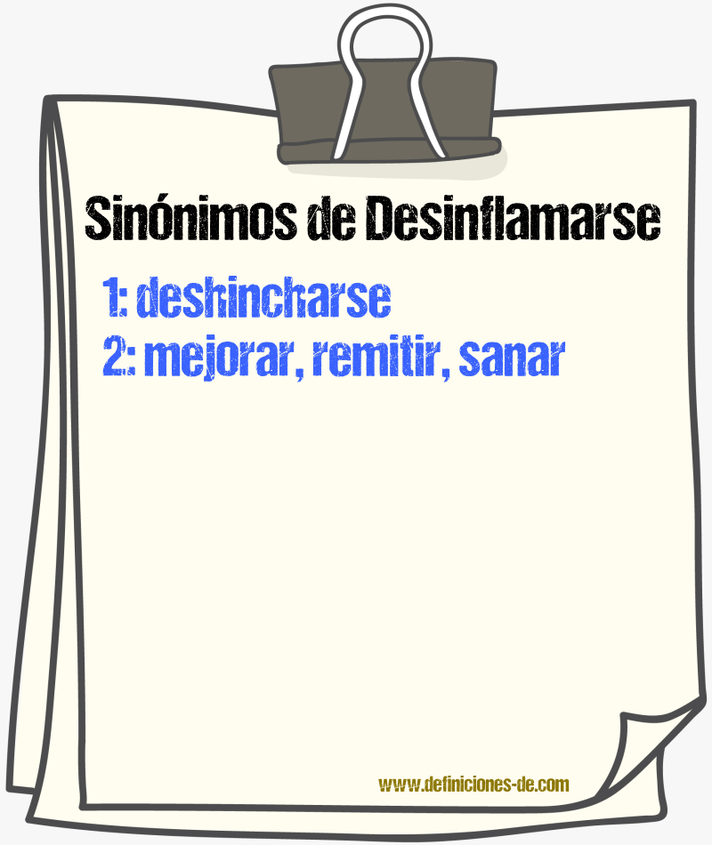 Sinónimos de desinflamarse