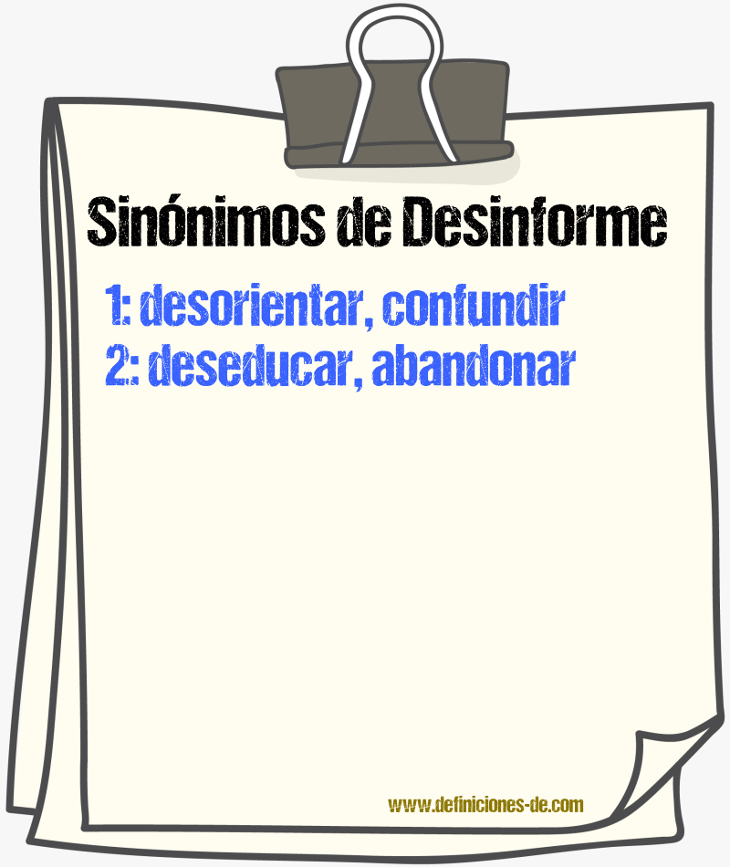 Sinónimos de desinforme