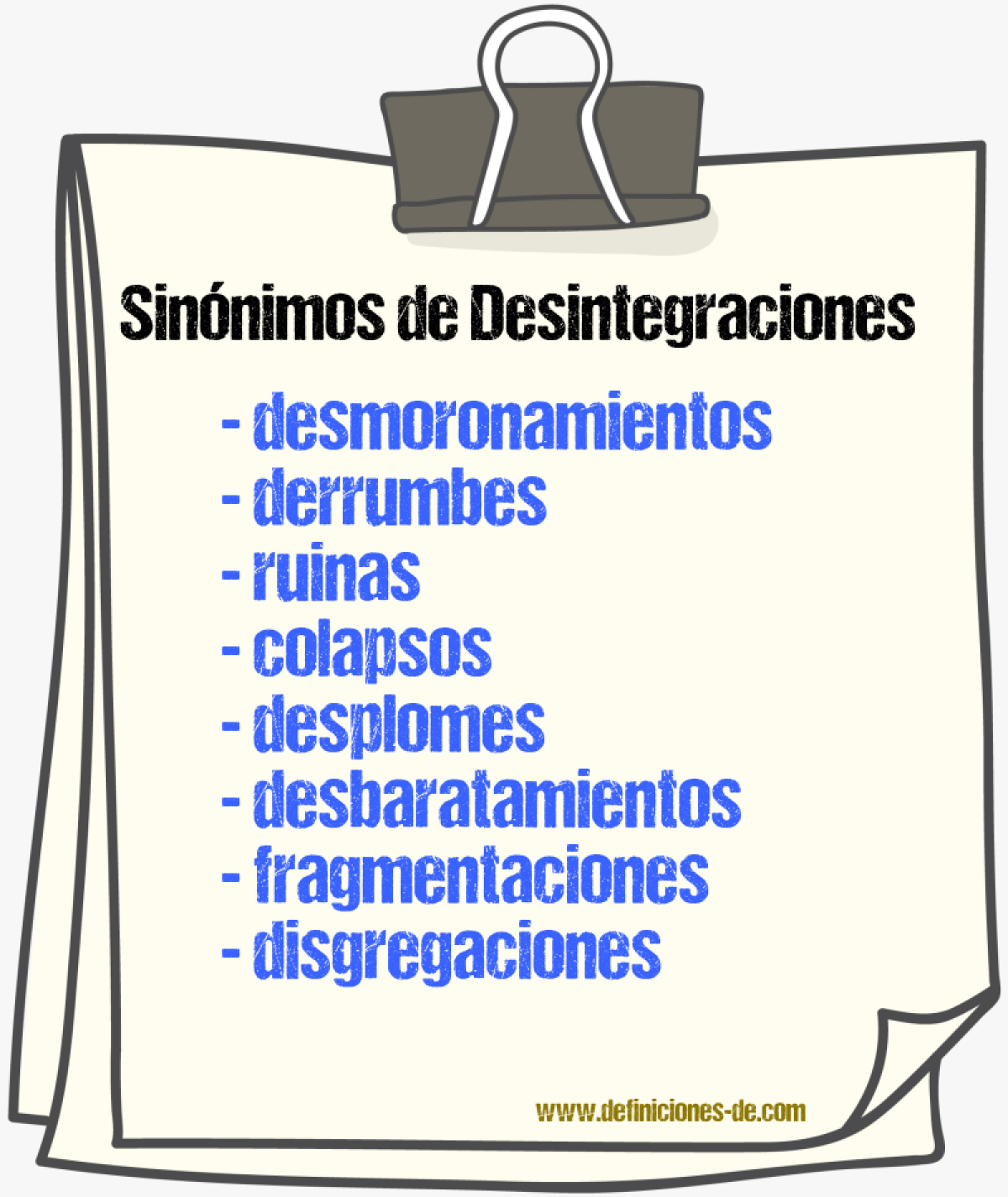 Sinónimos de desintegraciones