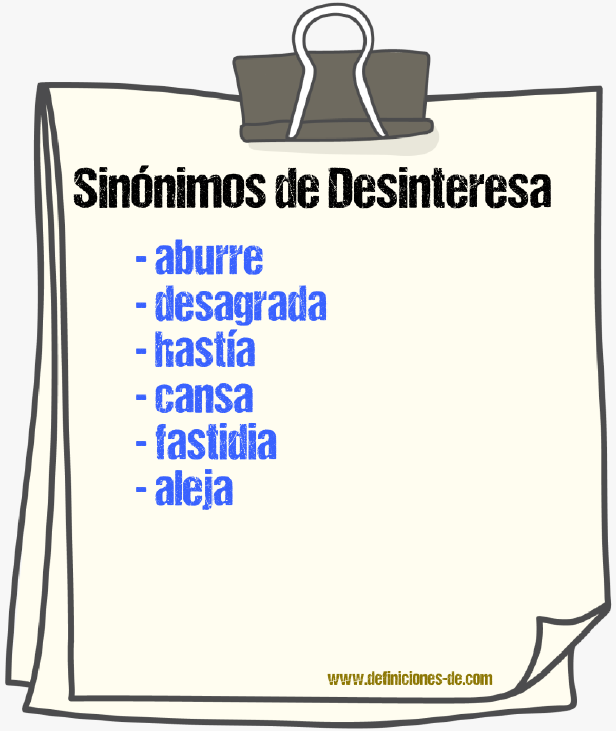 Sinónimos de desinteresa
