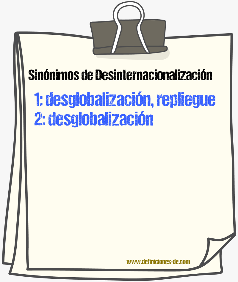 Sinónimos de desinternacionalización