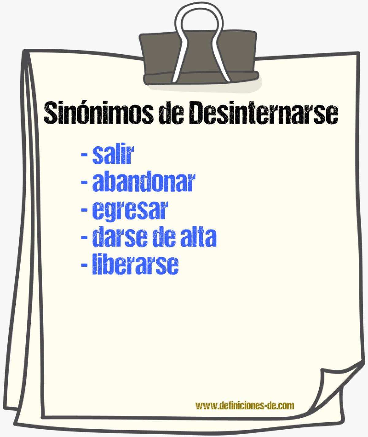 Sinónimos de desinternarse