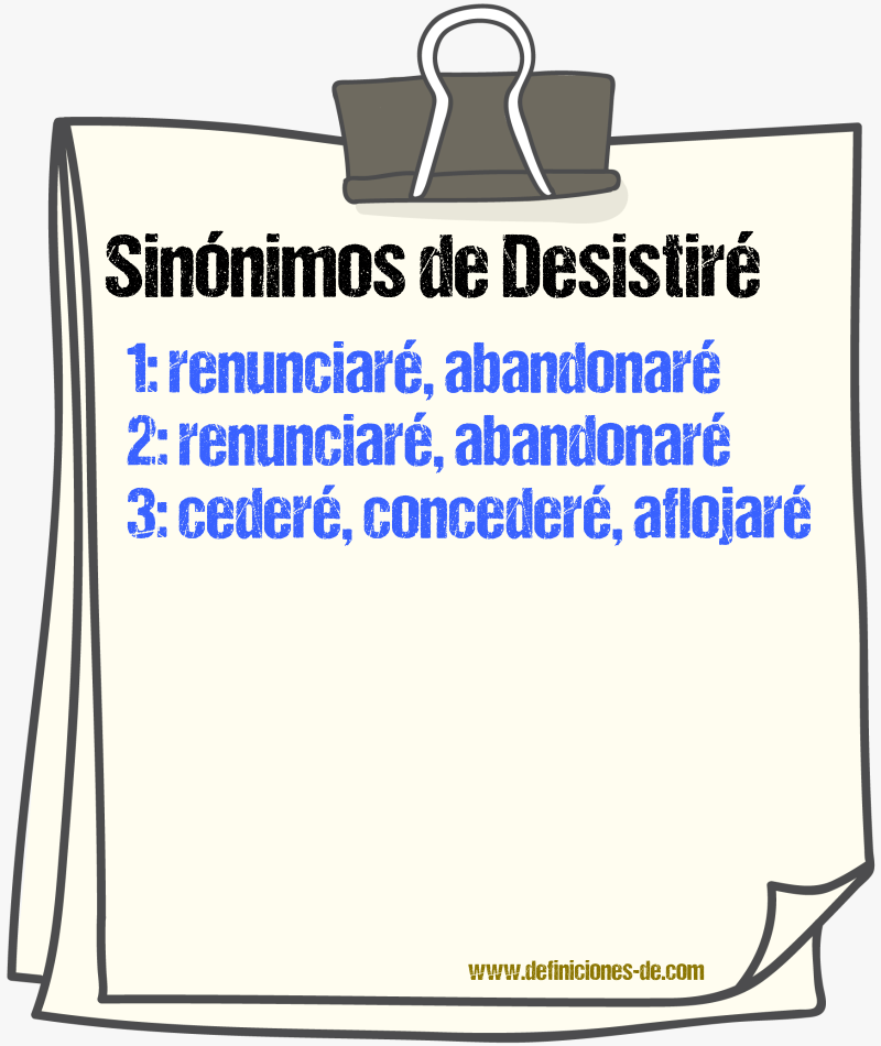 Sinónimos de desistiré