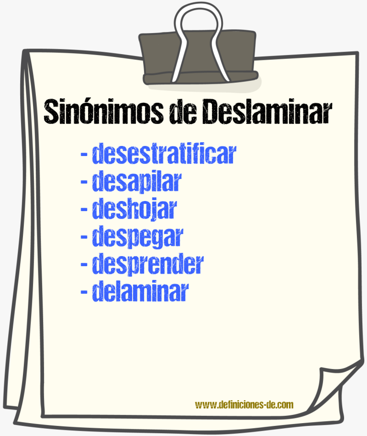 Sinónimos de deslaminar