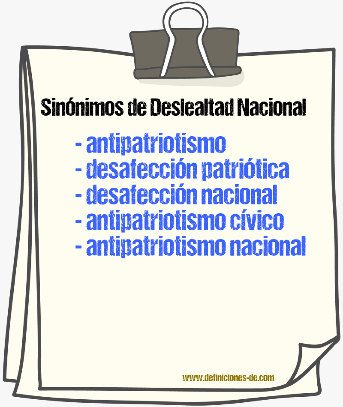 Sinónimos de deslealtad nacional