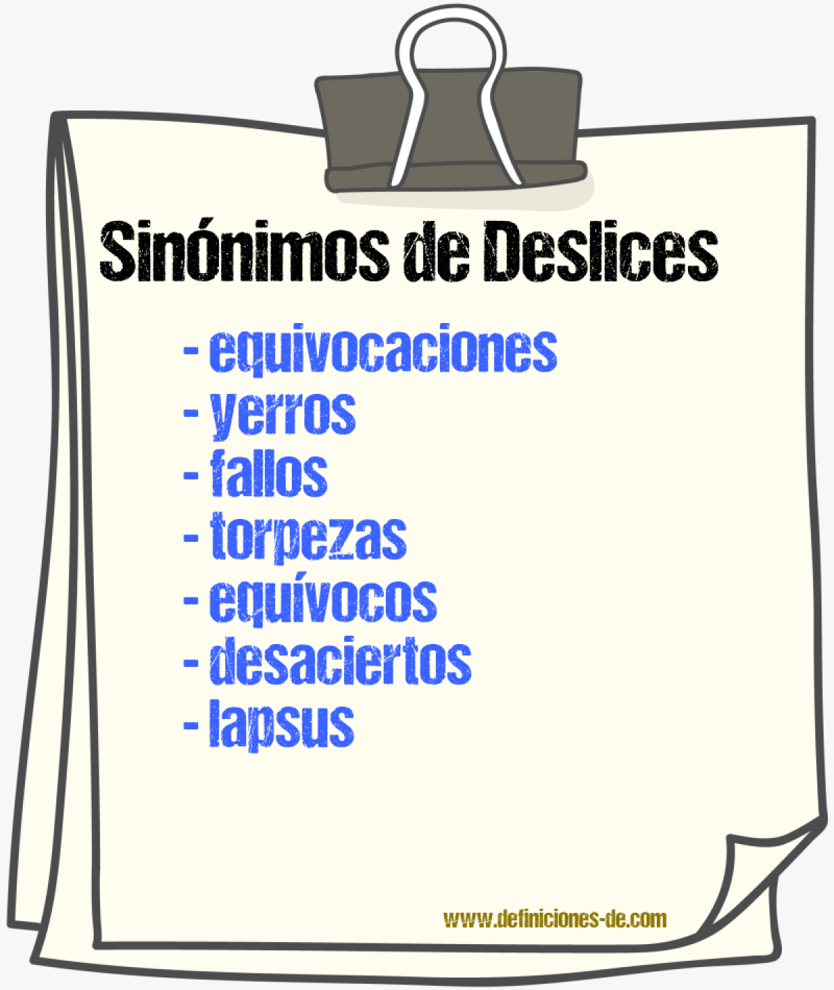 Sinónimos de deslices