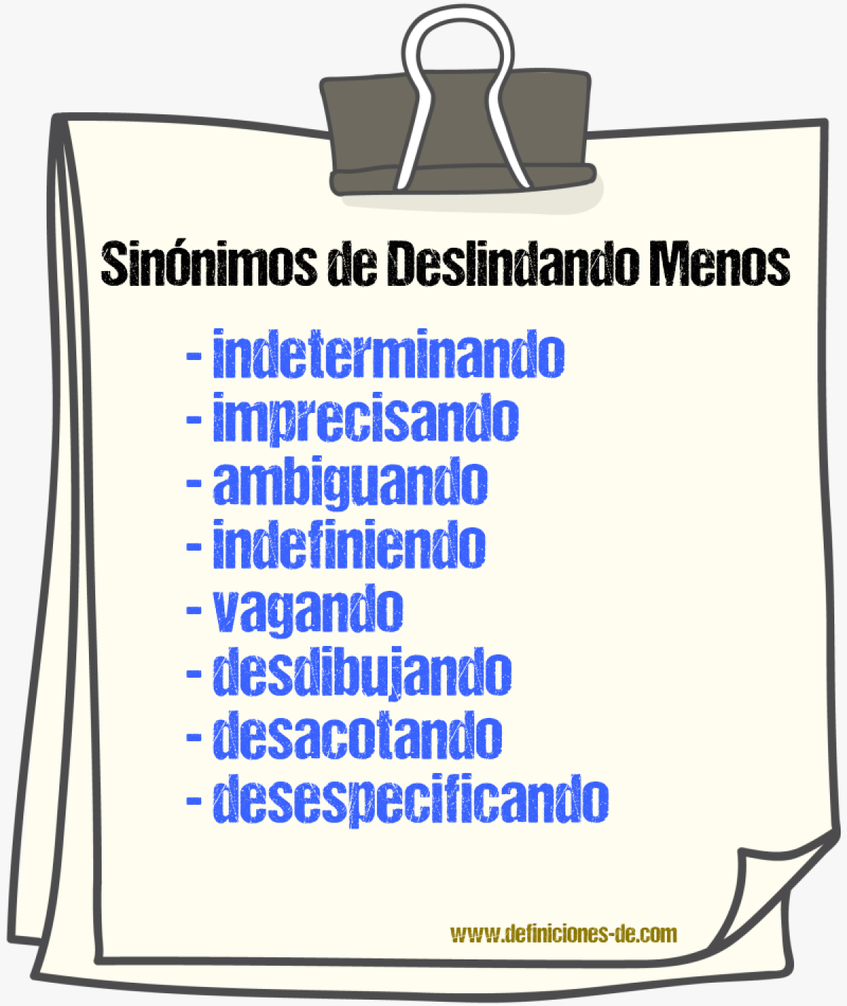 Sinónimos de deslindando menos