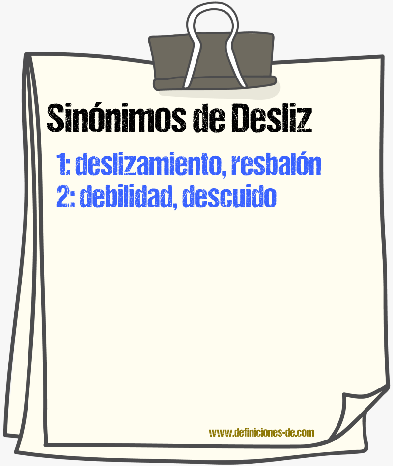 Sinnimos de desliz