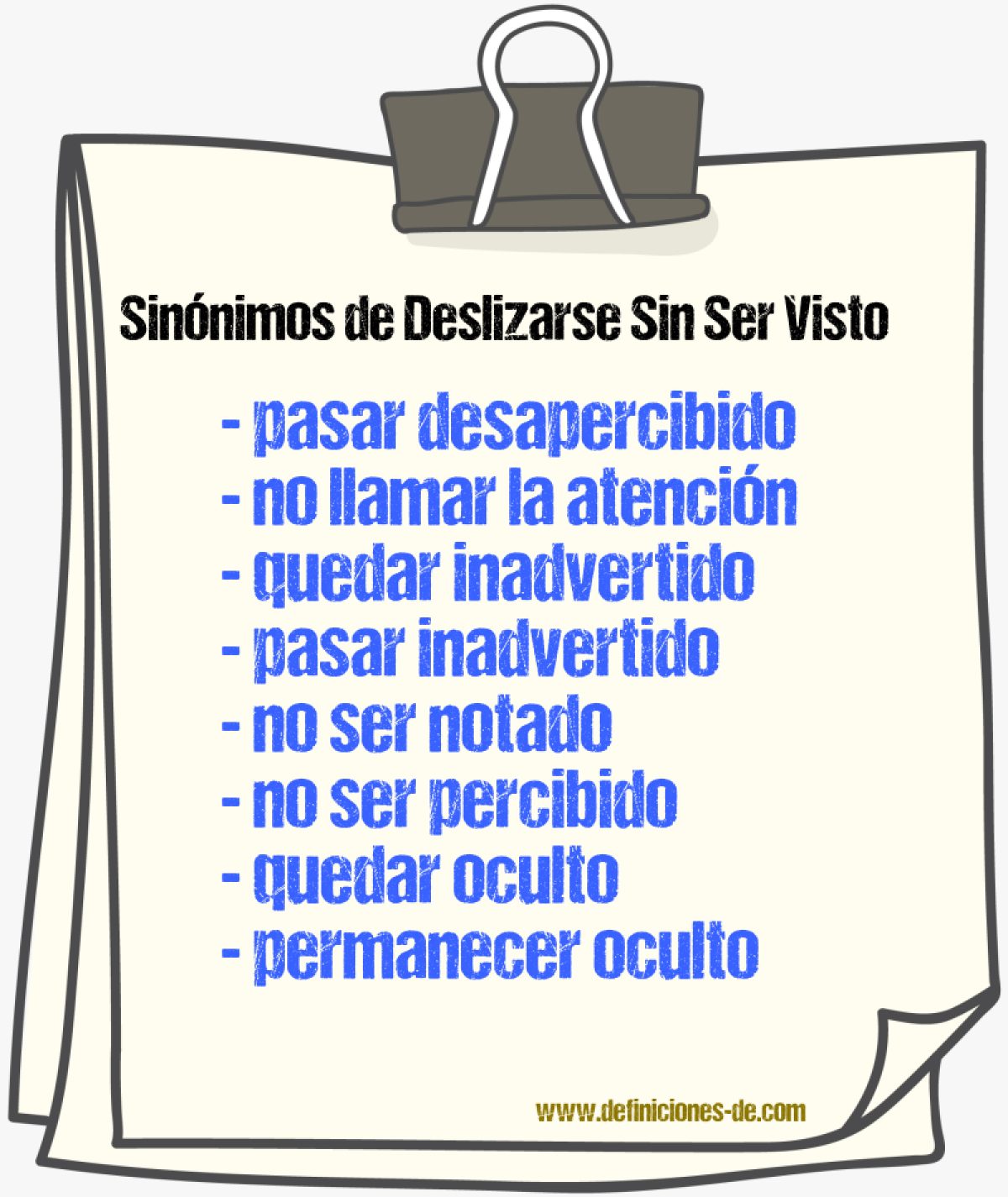 Sinónimos de deslizarse sin ser visto