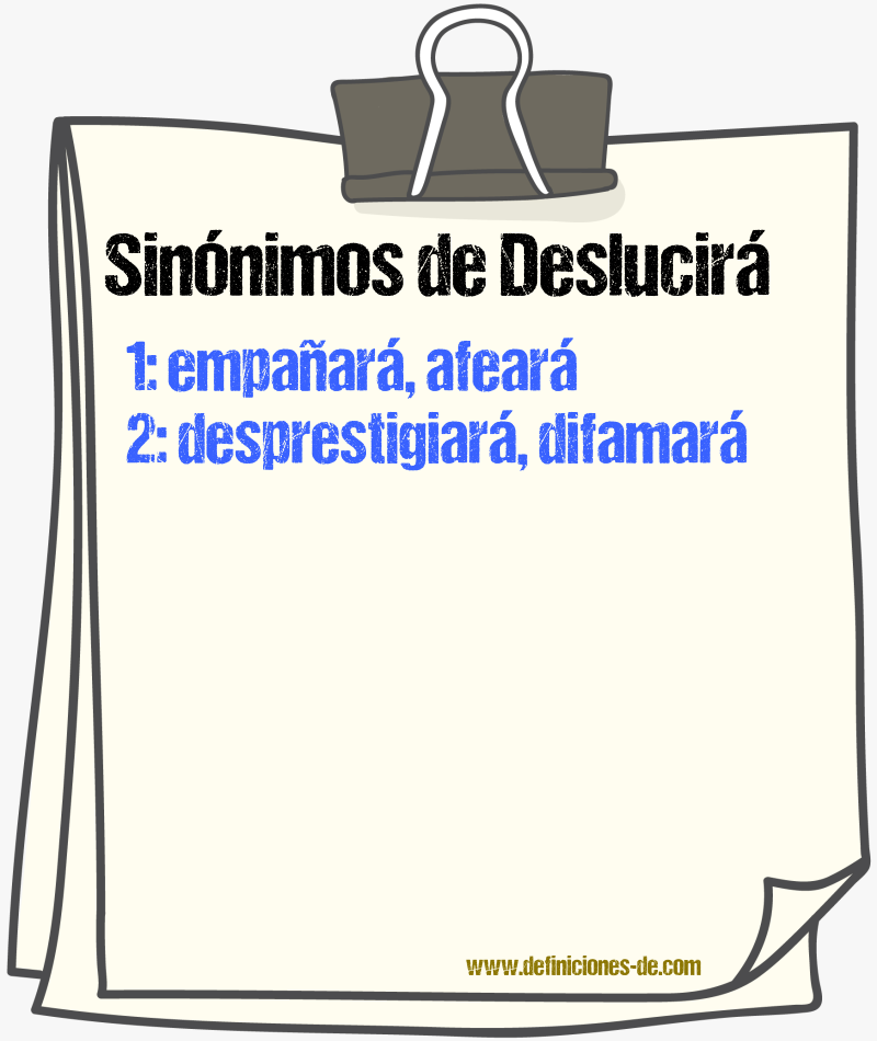 Sinónimos de deslucirá