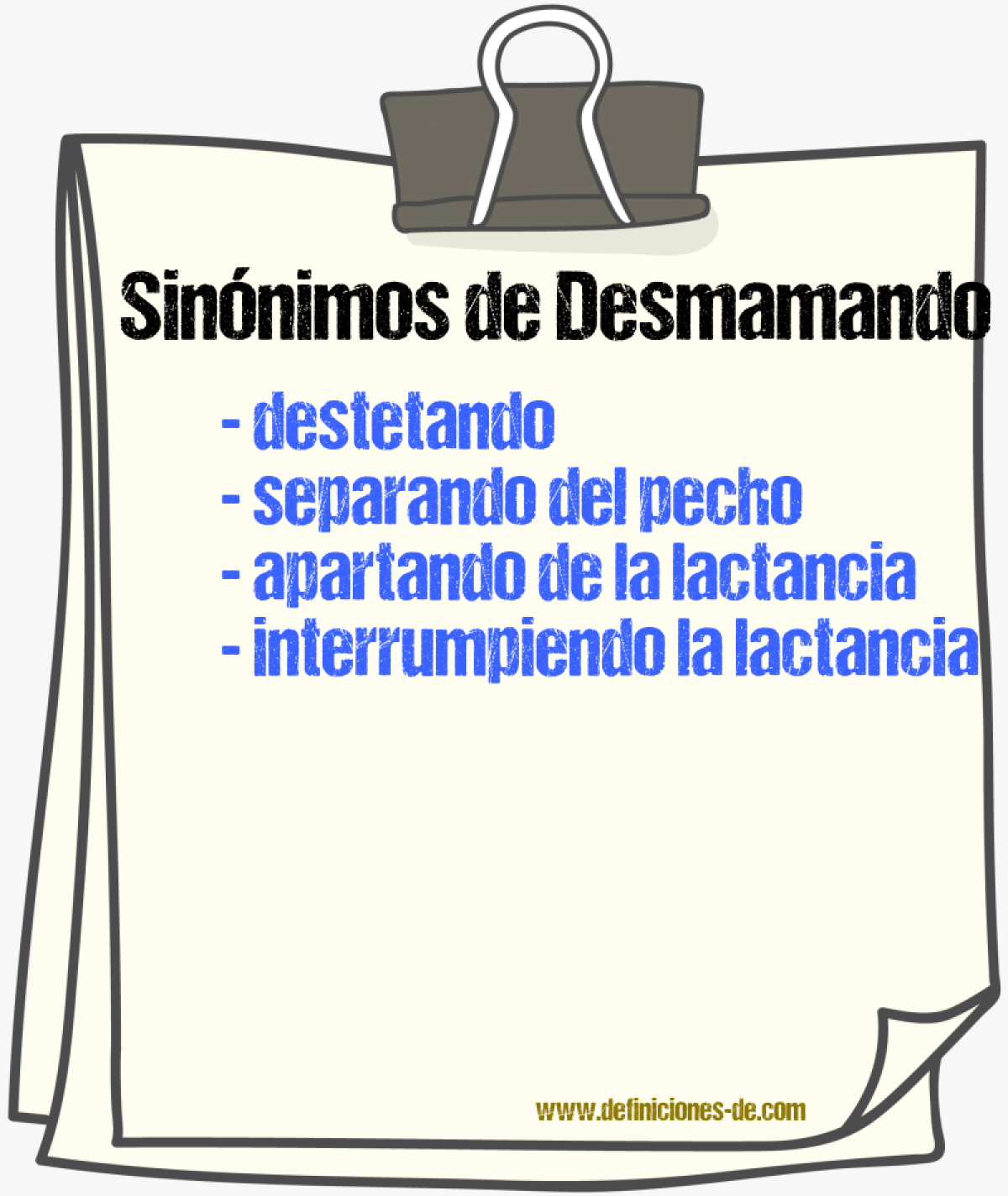 Sinónimos de desmamando