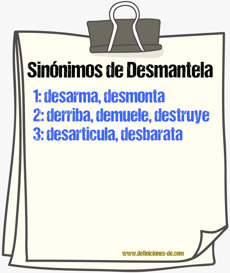 Sinónimos de desmantela