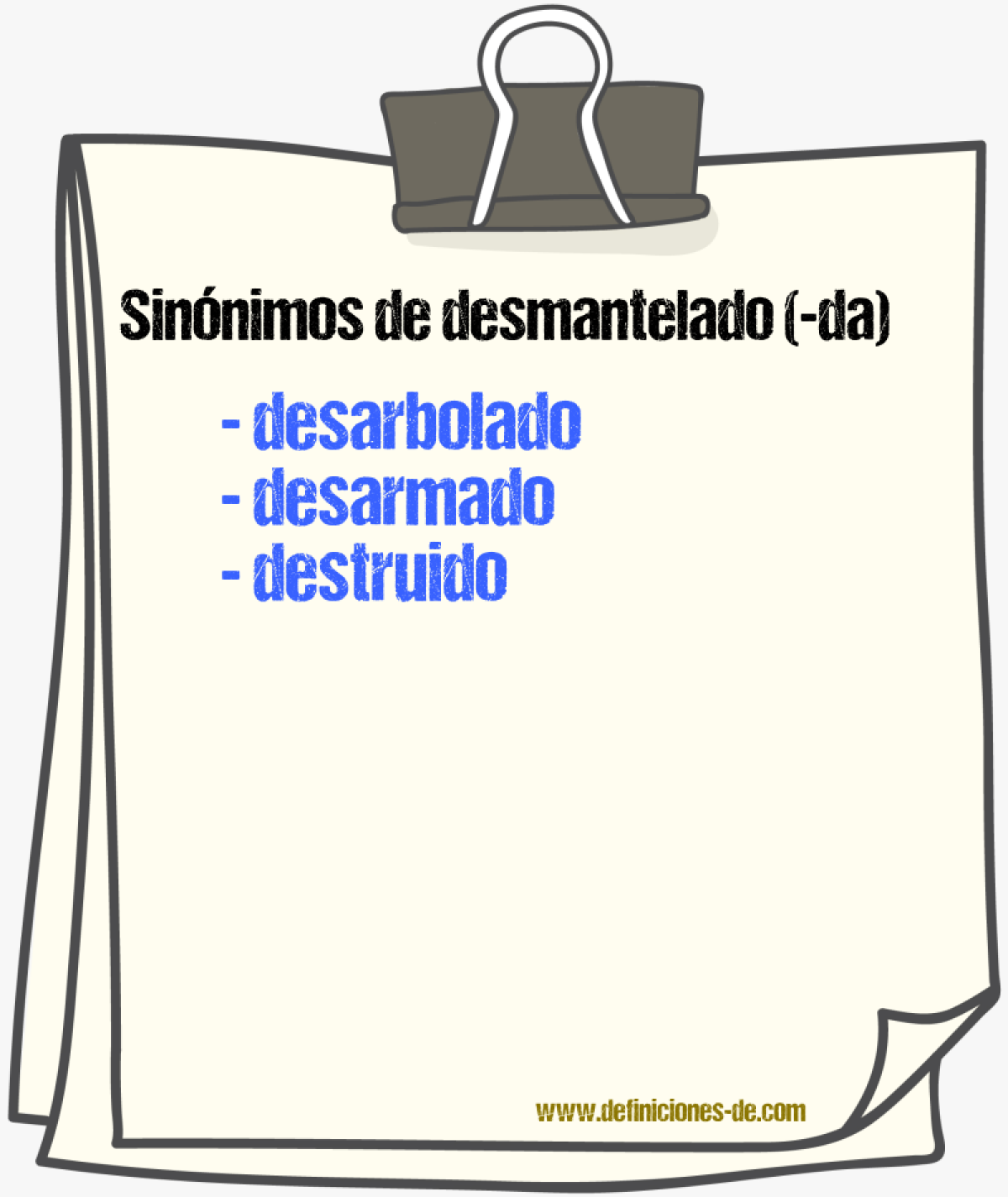 Sinnimos de desmantelado