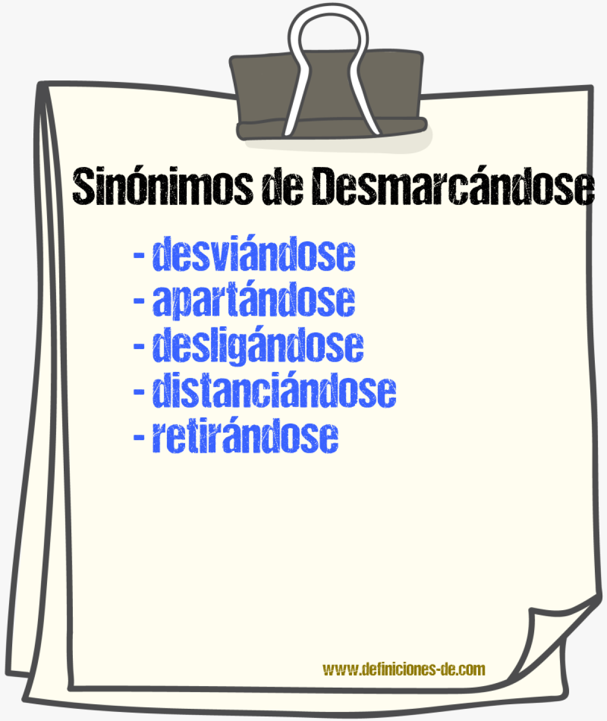 Sinónimos de desmarcándose