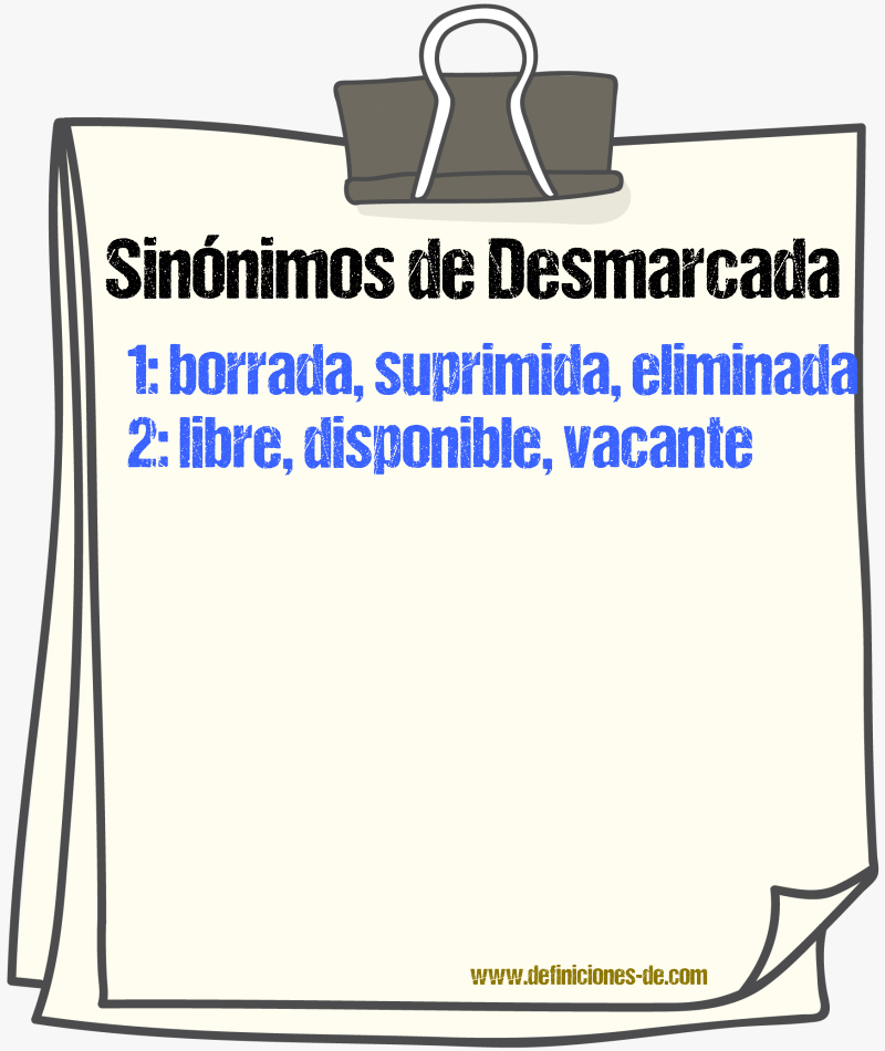 Sinónimos de desmarcada
