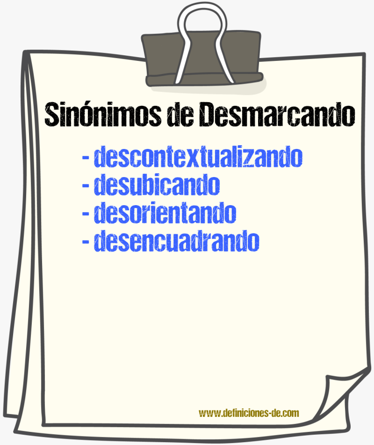 Sinónimos de desmarcando