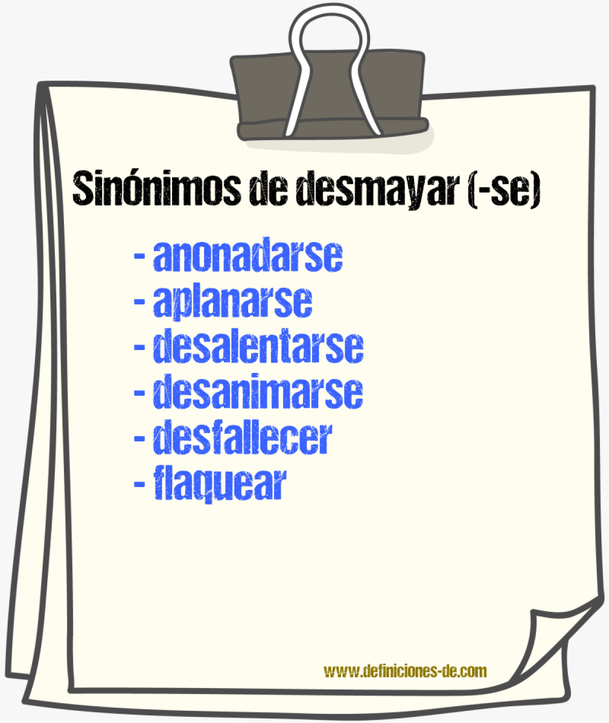 Sinnimos de desmayar