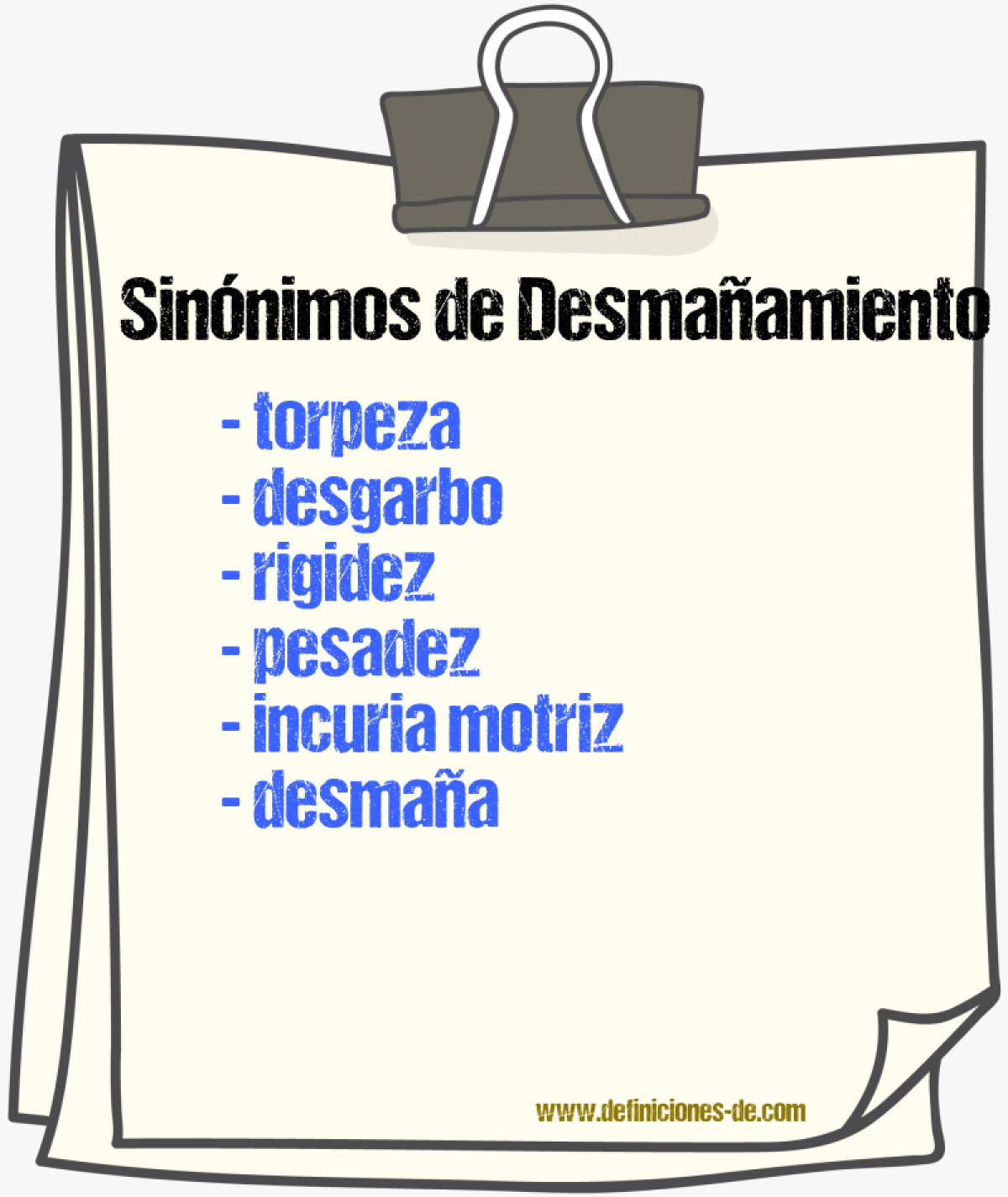 Sinónimos de desmañamiento