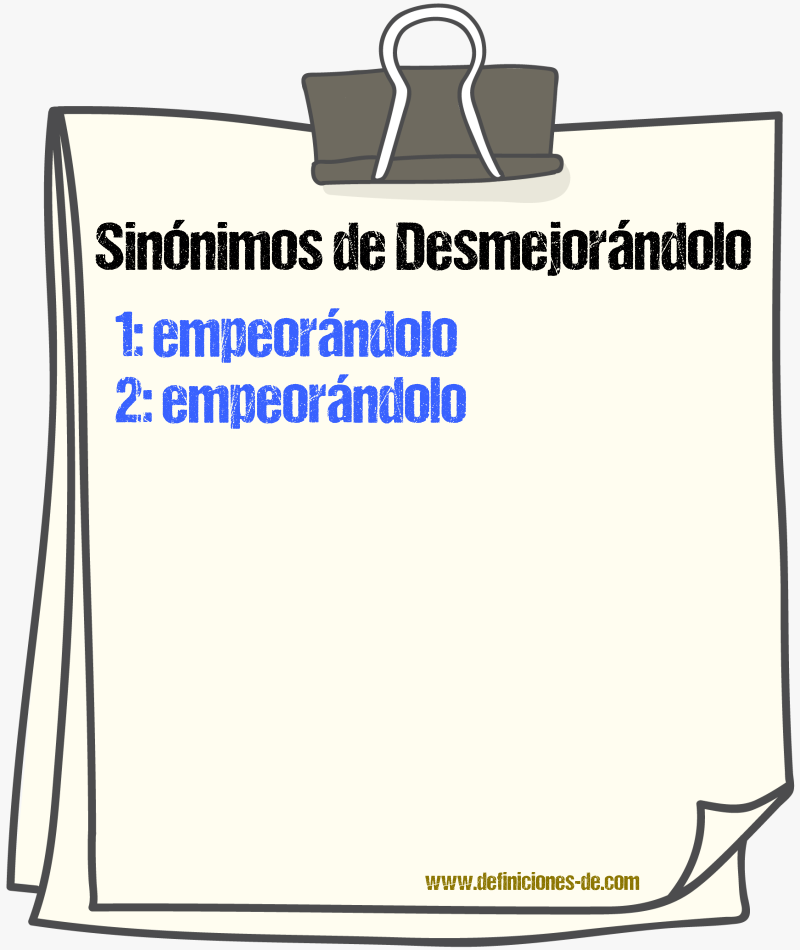 Sinónimos de desmejorándolo