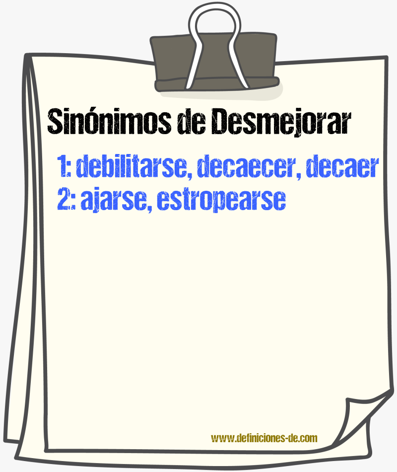 Sinnimos de desmejorar