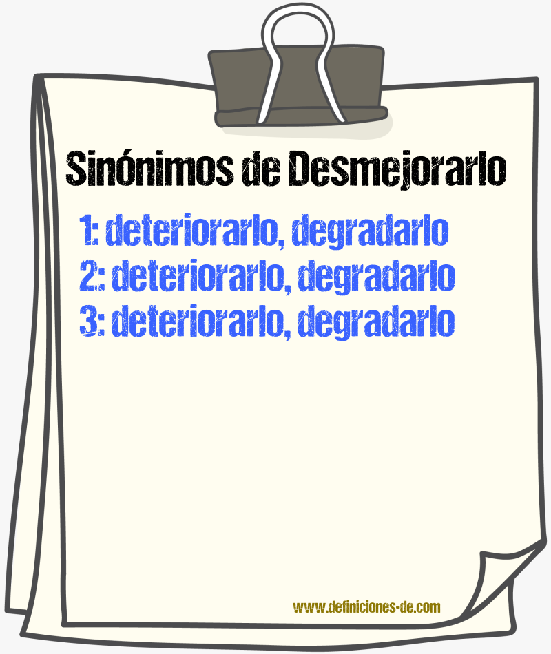 Sinónimos de desmejorarlo