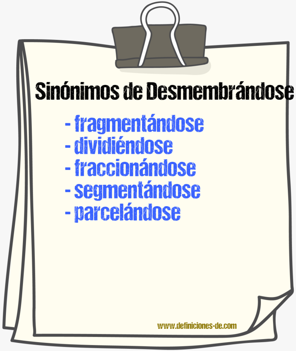 Sinónimos de desmembrándose