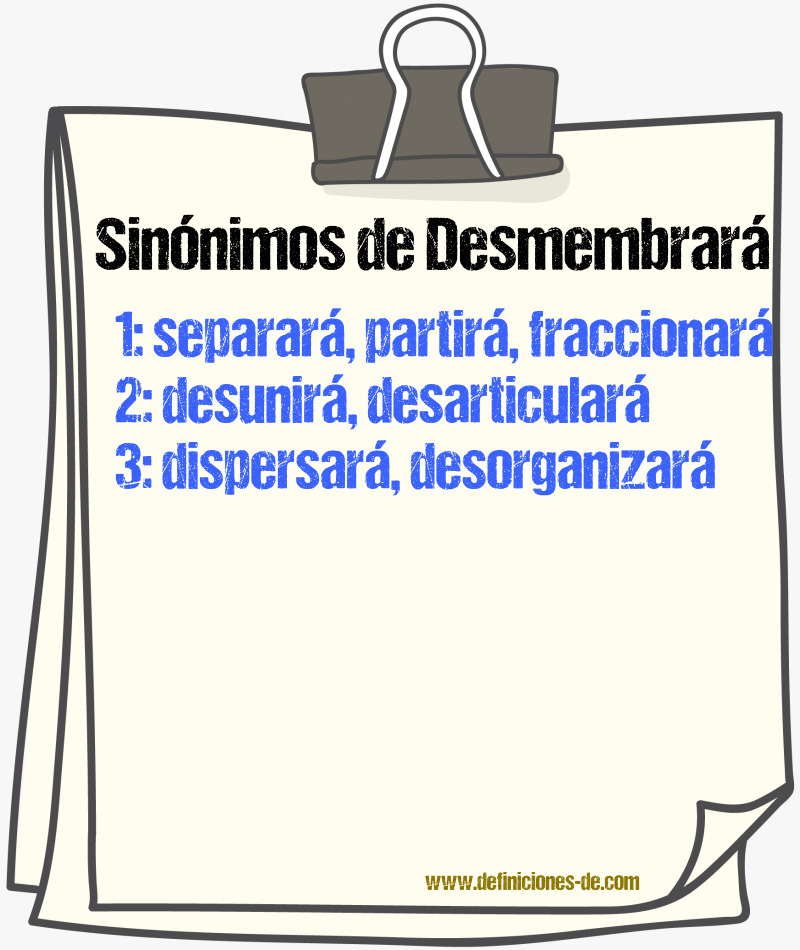 Sinónimos de desmembrará
