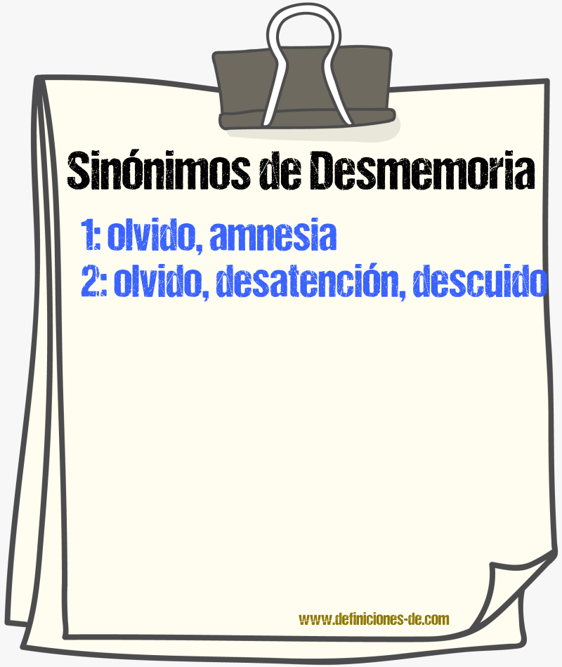 Sinónimos de desmemoria