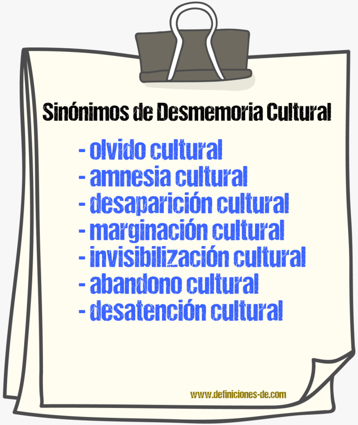 Sinónimos de desmemoria cultural