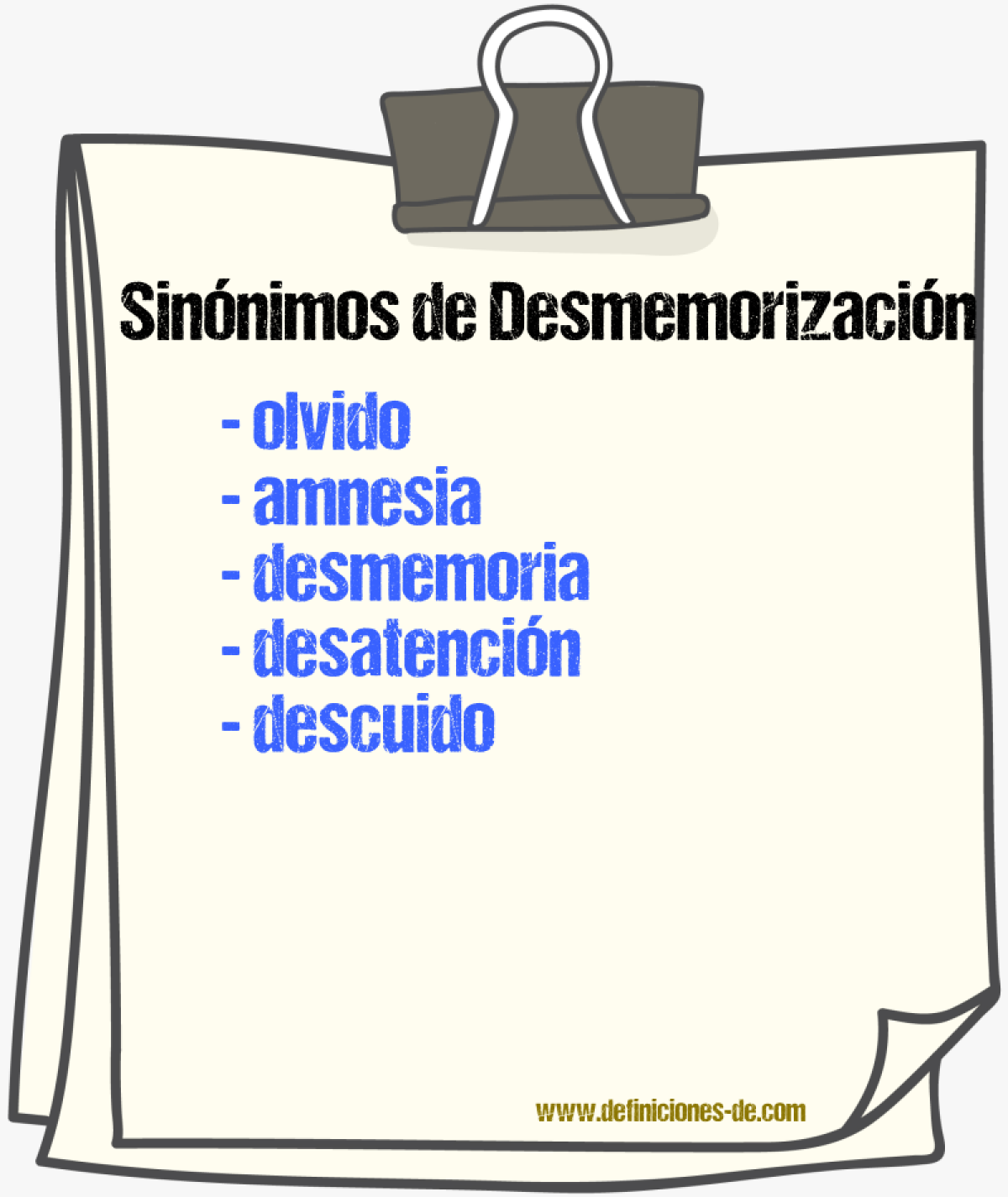 Sinónimos de desmemorización