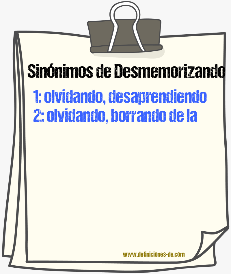 Sinónimos de desmemorizando