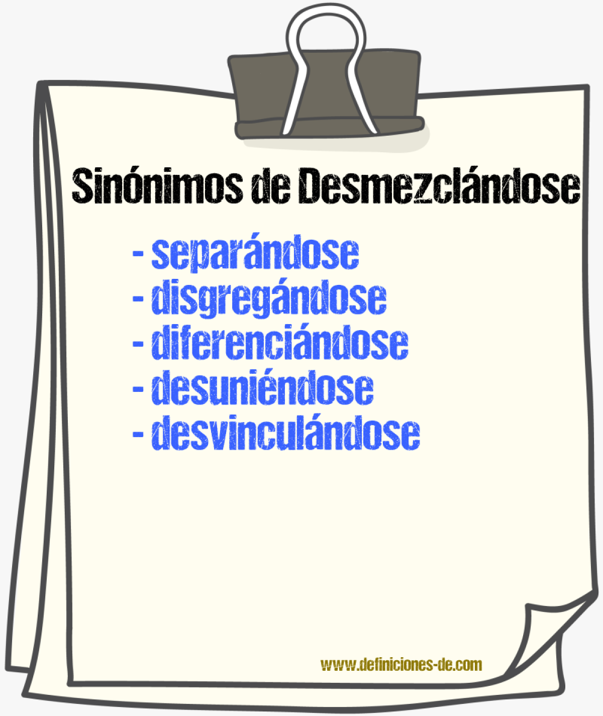 Sinónimos de desmezclándose