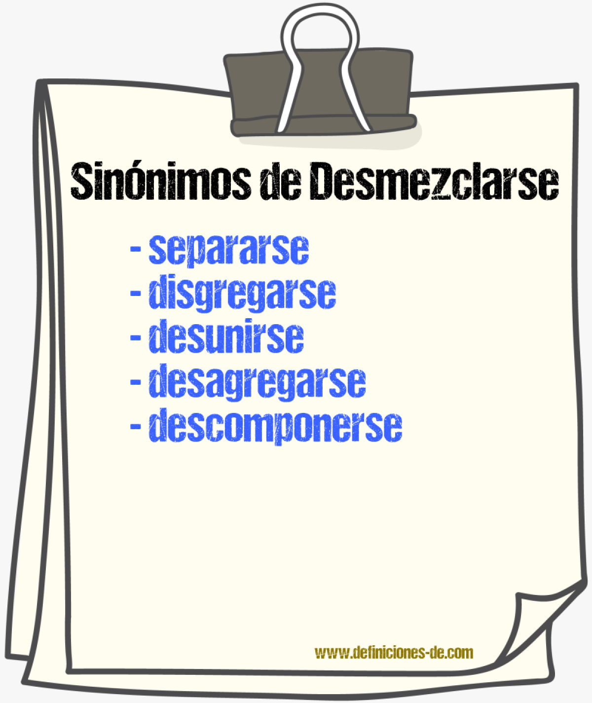 Sinónimos de desmezclarse