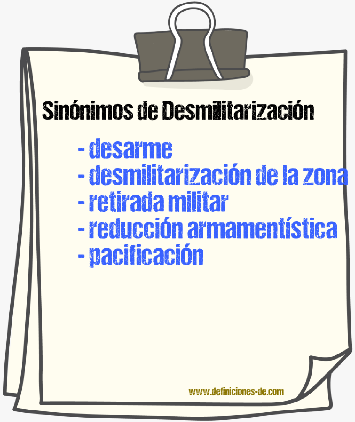 Sinónimos de desmilitarización