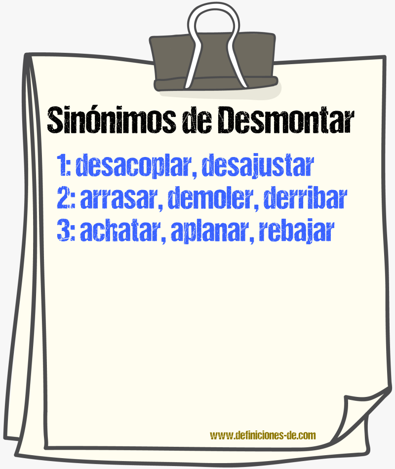 Sinnimos de desmontar