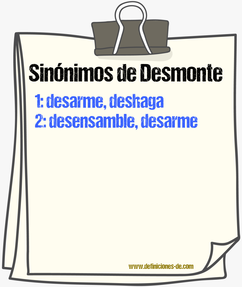 Sinónimos de desmonte