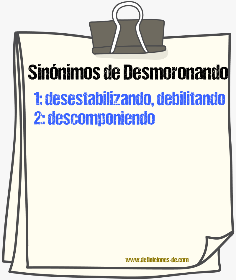 Sinónimos de desmoronando