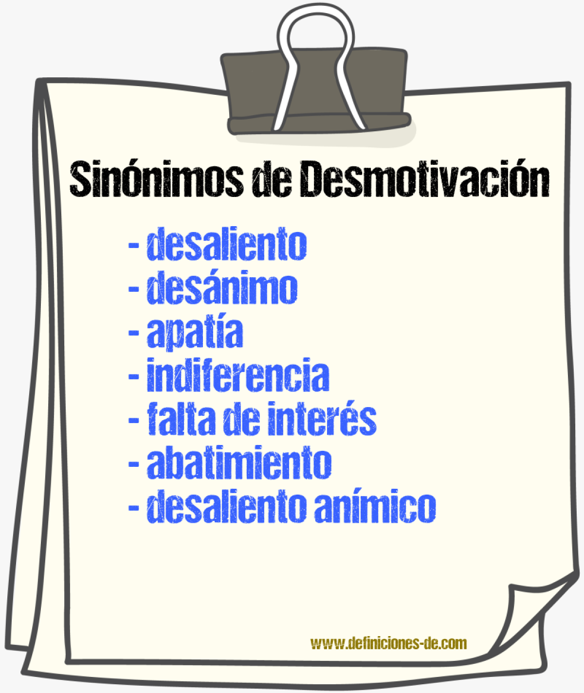 Sinónimos de desmotivación
