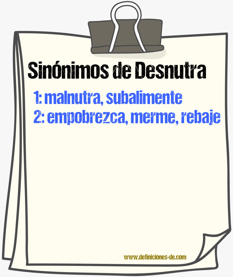 Sinónimos de desnutra
