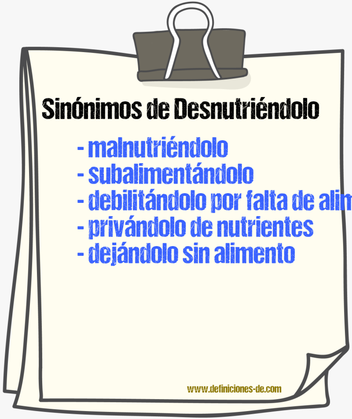Sinónimos de desnutriéndolo