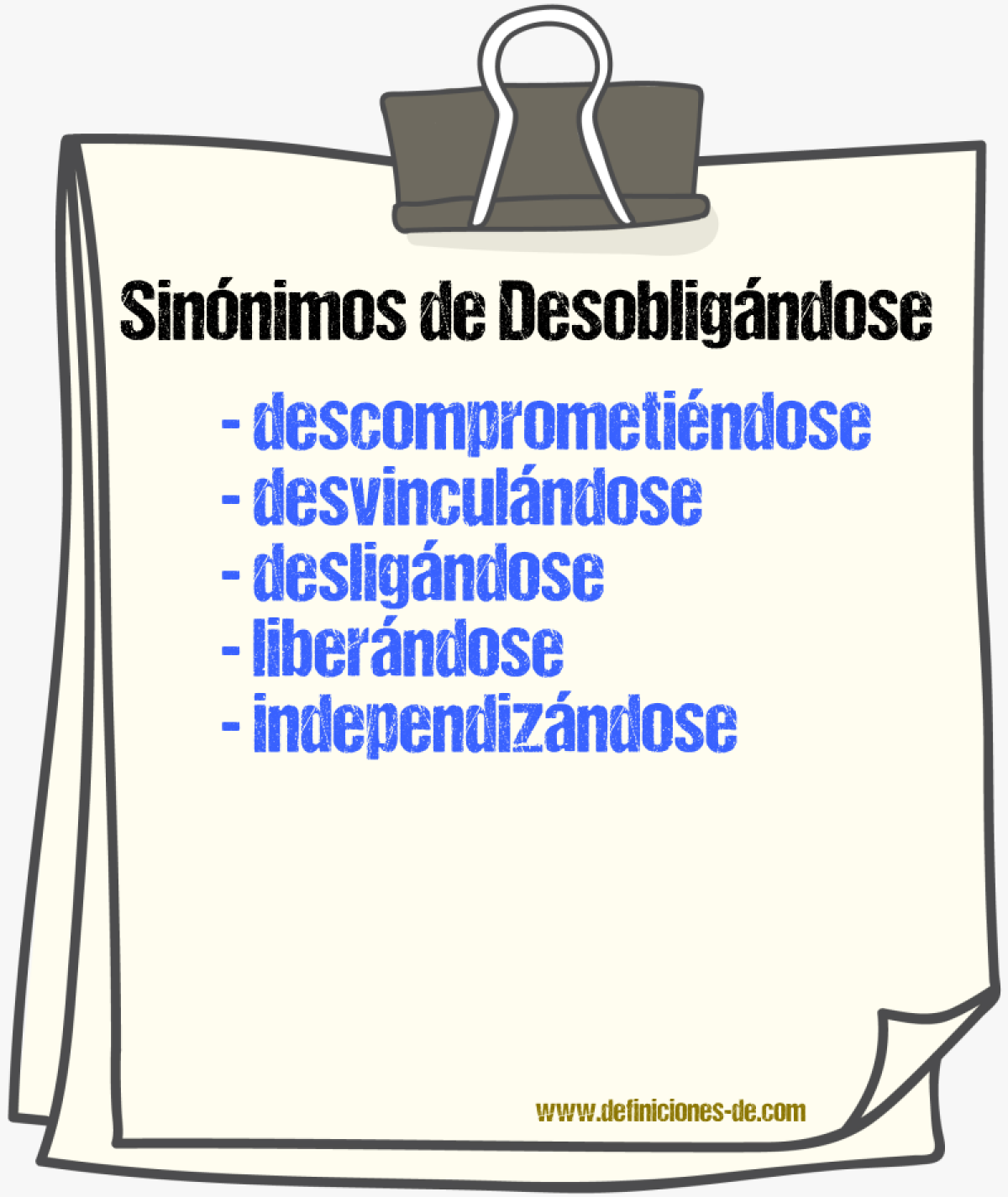 Sinónimos de desobligándose
