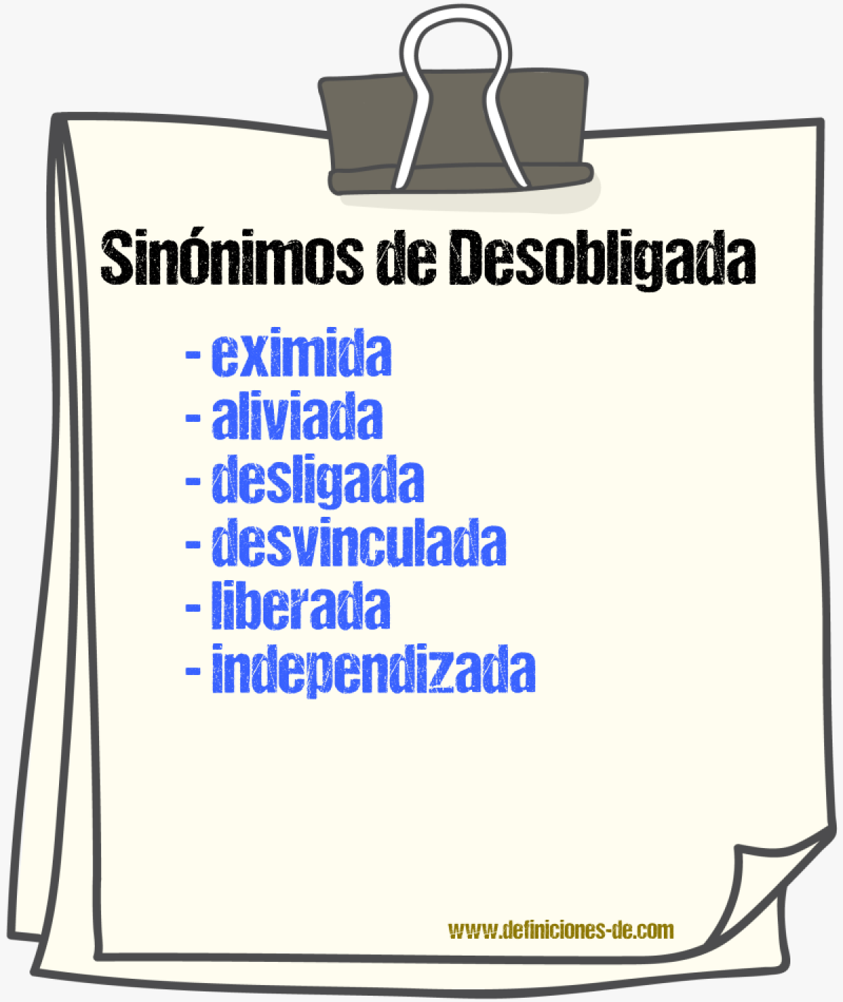 Sinónimos de desobligada