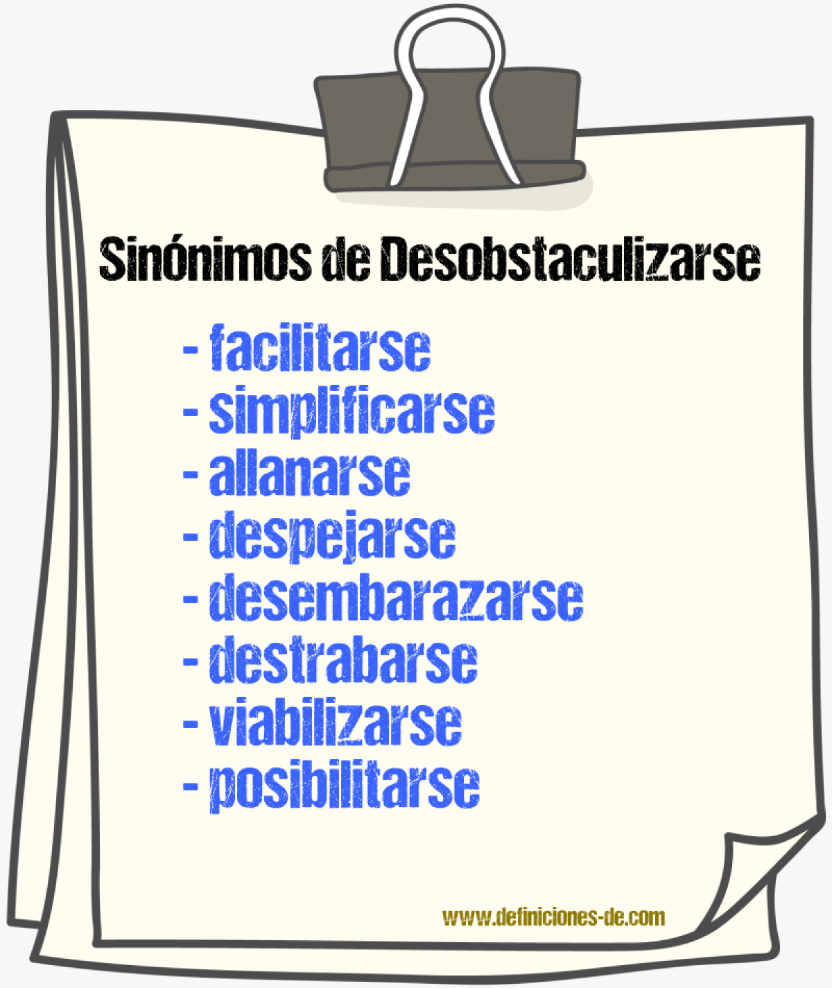 Sinónimos de desobstaculizarse