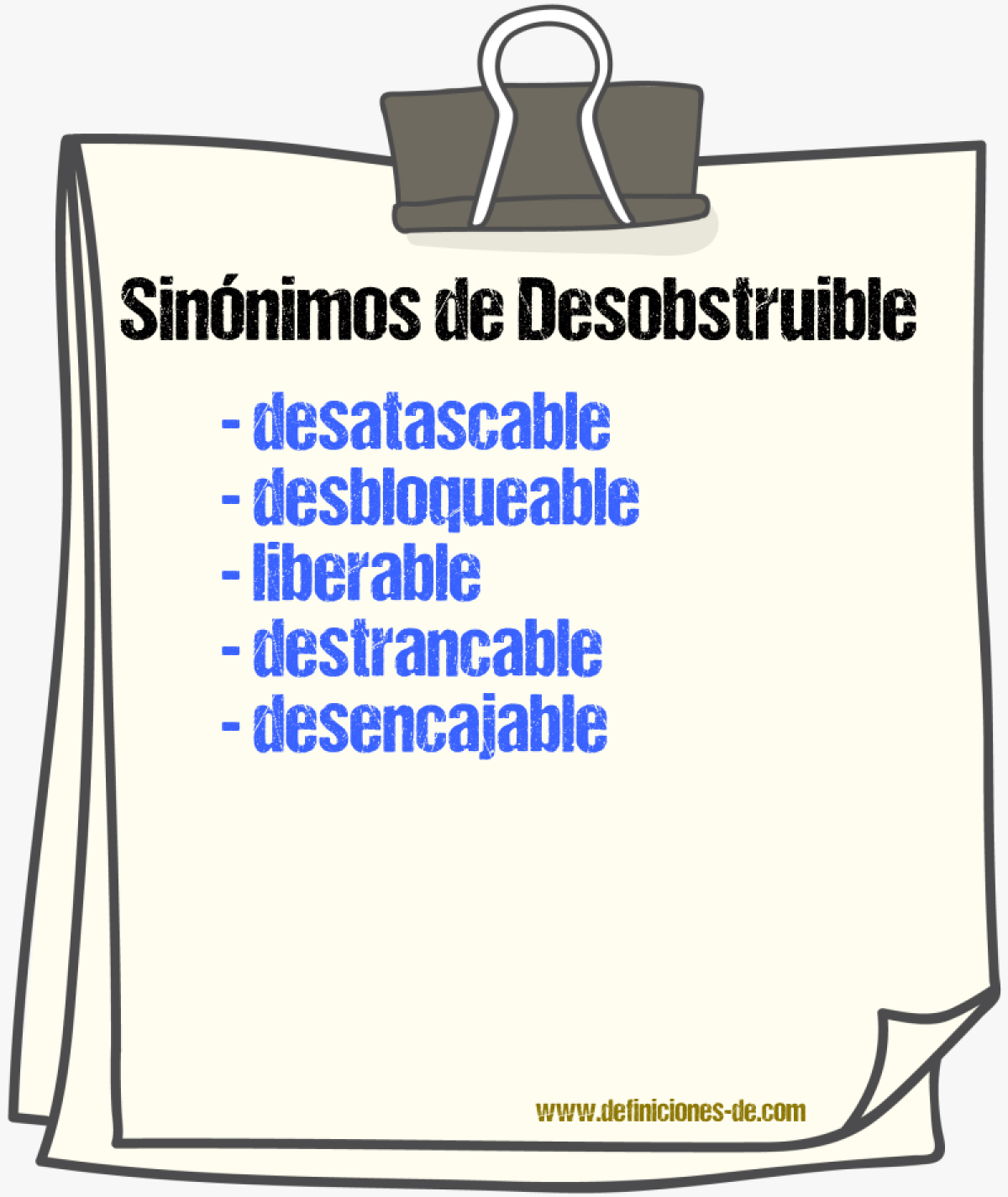 Sinónimos de desobstruible
