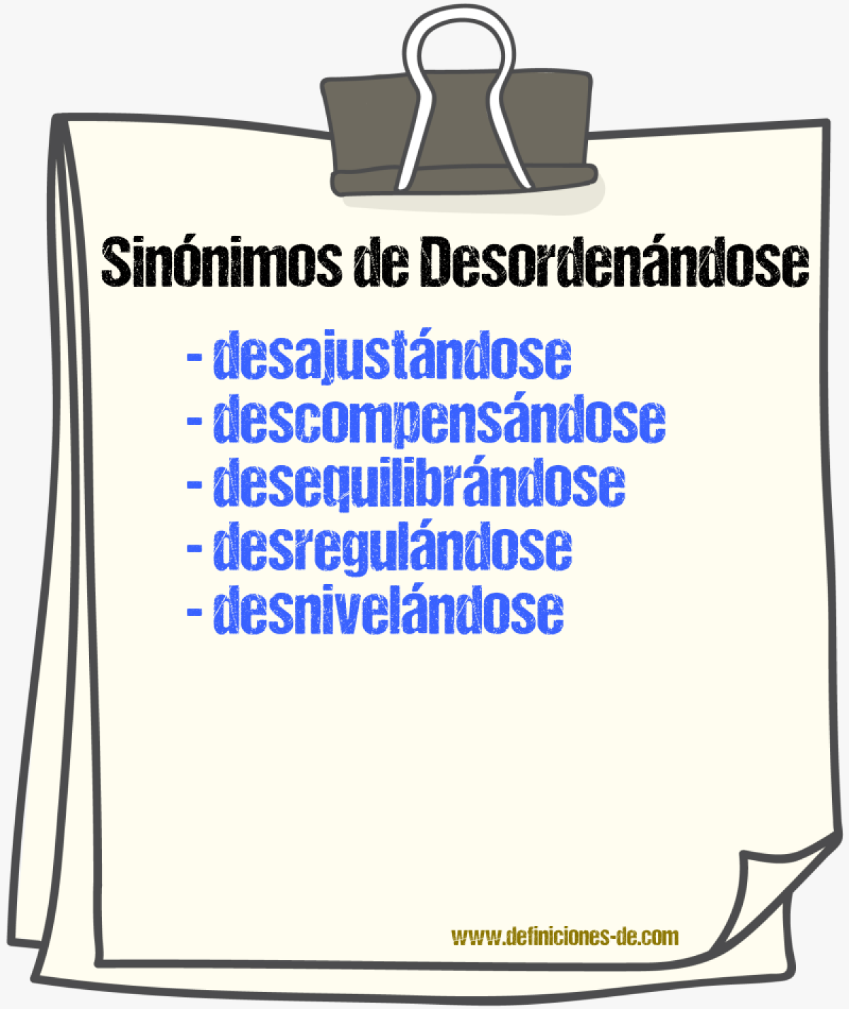 Sinónimos de desordenándose