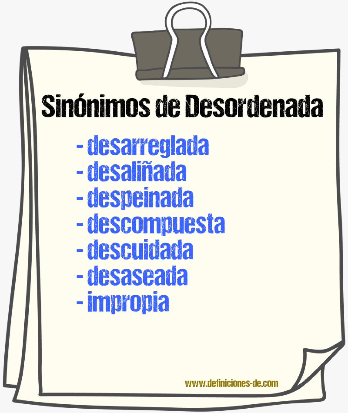 Sinónimos de desordenada