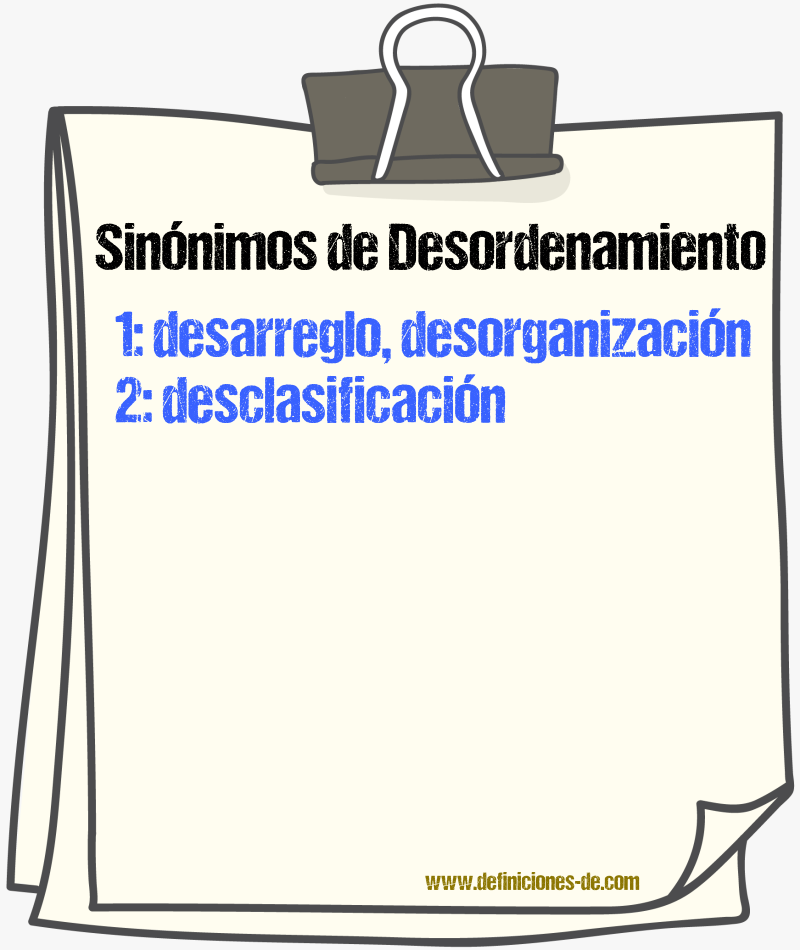 Sinónimos de desordenamiento