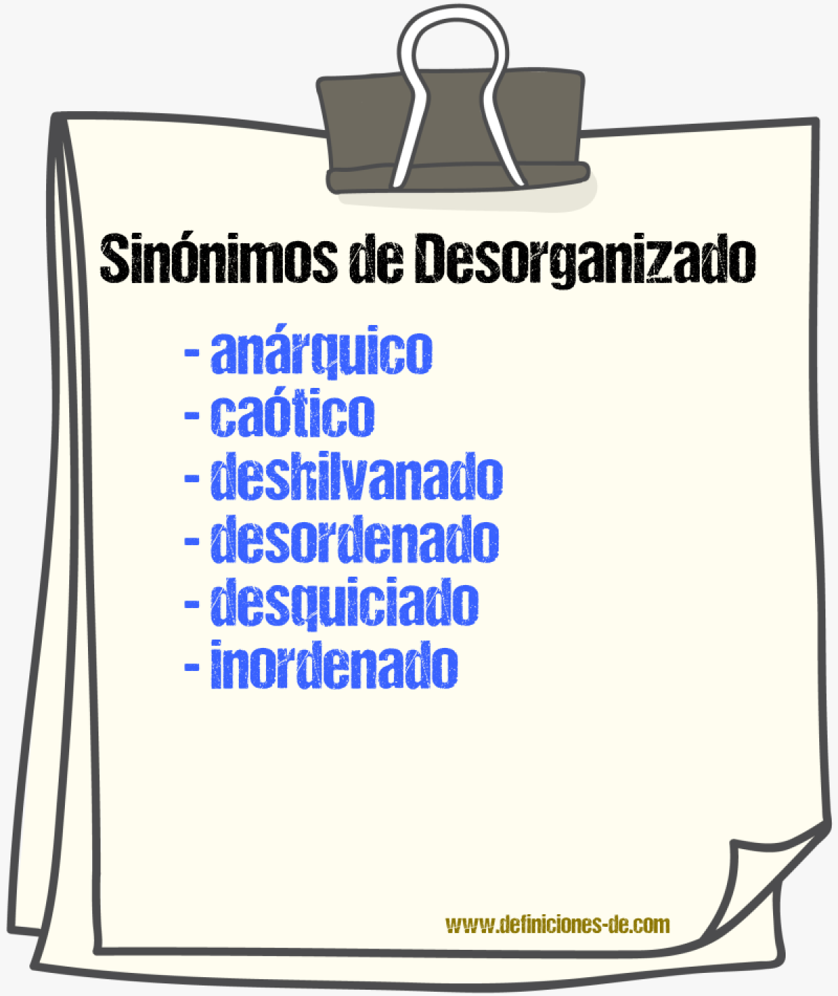 Sinnimos de desorganizado